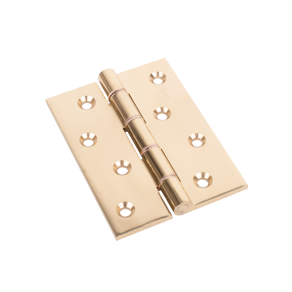 Double Phosphor Bronze Washered Butt Hinge 4 Inch (102mm x 76mm x 4mm) - Polished Brass (Sold in Pairs)